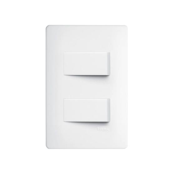 Imagem de Interruptor Simples Duplo Fame Habitat com Placa 4x2 Branco