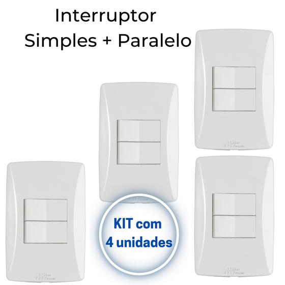 Imagem de Interruptor Simples + Paralelo Mec-tronic Branco com Placa 4x2 - Kit c/ 4 unidades
