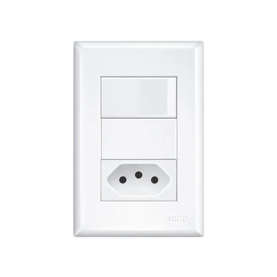 Imagem de Interruptor simples + tomada 10a com placa 4x2 Fame Evidence