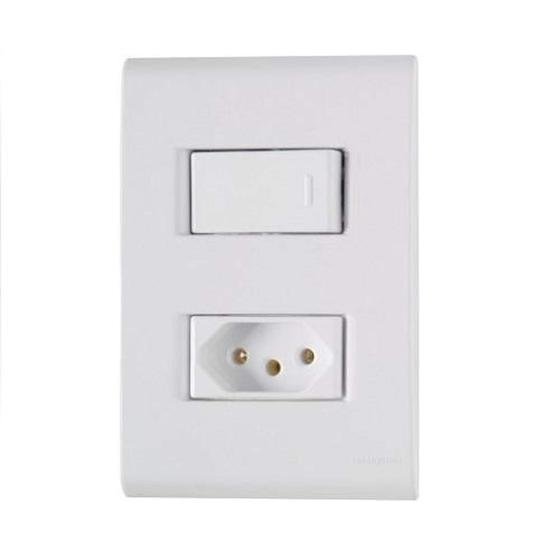 Imagem de Interruptor Simples + Tomada 10A Linha Liz Tramontina - Branco - Modular - Parafusos Inclusos