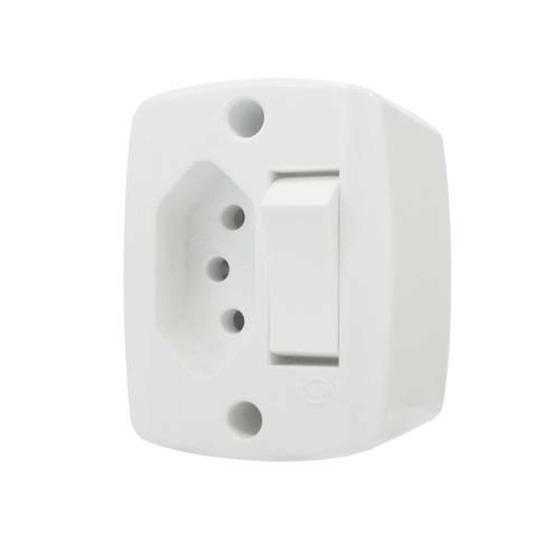 Imagem de Interruptor Simples + Tomada 10A Linha Retangular - Ilumi - Conjunto de Interruptor e Tomada
