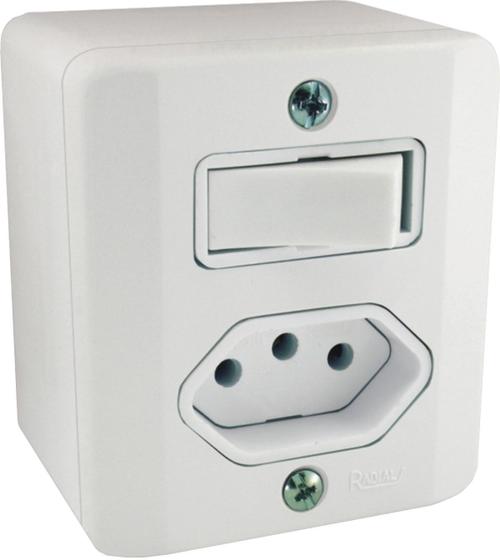 Imagem de Interruptor Simples + Tomada 10a Sistema X Branco Radial