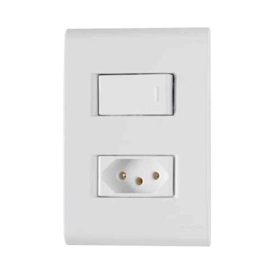Imagem de Interruptor Simples + Tomada 20A Linha Liz Tramontina - Branco - Modular - Parafusos Inclusos