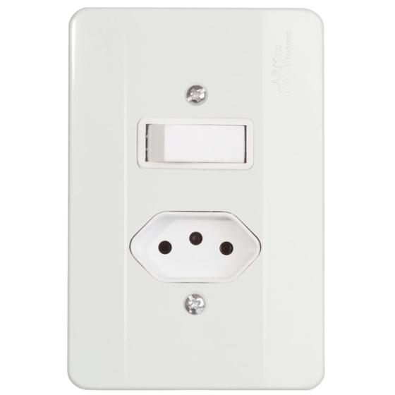 Imagem de Interruptor Simples + Tomada 2P+T 10A com placa Milleniun - 20 Unidades