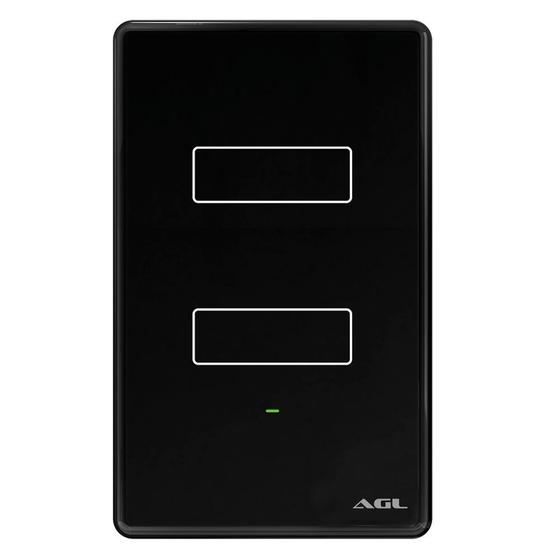 Imagem de Interruptor Smart AGL Com Wifi, Touch Screen 2 Tecla, Preto - 1106113