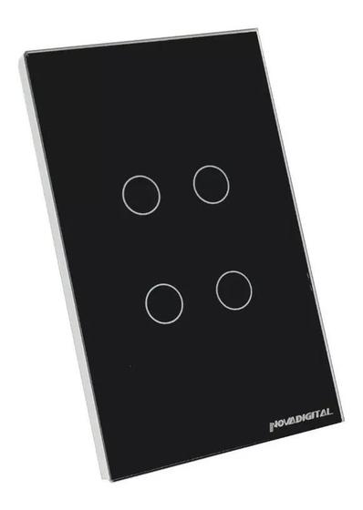 Imagem de Interruptor  smart Touch 4 Botoes zigbee Preto  nova Digital