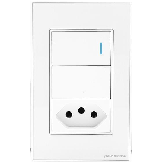 Imagem de Interruptor Tecla Fisica Zigbee Tomada Integrada Controle via Alexa e Google Assistente Novadigital