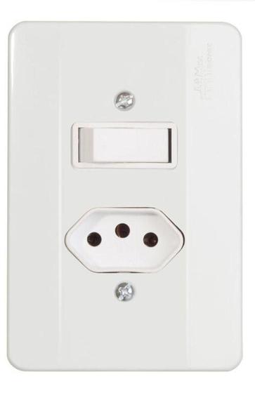 Imagem de Interruptor + Tomada com Placa 10 A Mectronic - Mec tronic