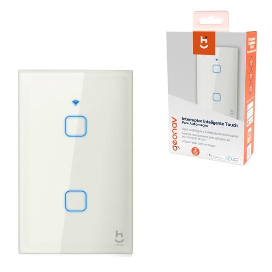 Imagem de Interruptor Touch Inteligente Wi-Fi 2 Tecla Alexa Siri Tuya