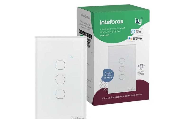 Interruptor Touch Smart Wi-Fi 3 Teclas EWS 1003 Intelbras Izy Menor preço em Interruptor Touch Smart Wi-Fi 3 Teclas EWS 1003 Intelbras Izy