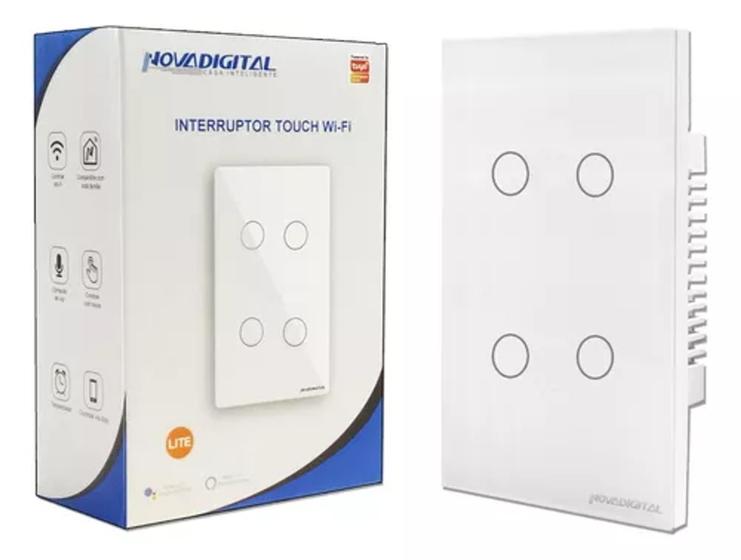 Imagem de Interruptor Touch Wi-Fi 4 canais 4x2 Branco Novadigital