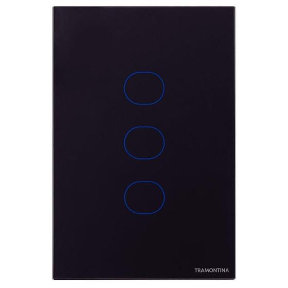 Imagem de Interruptor Touch Wi-fi Smart Tramontina Preto Com 3 Canais