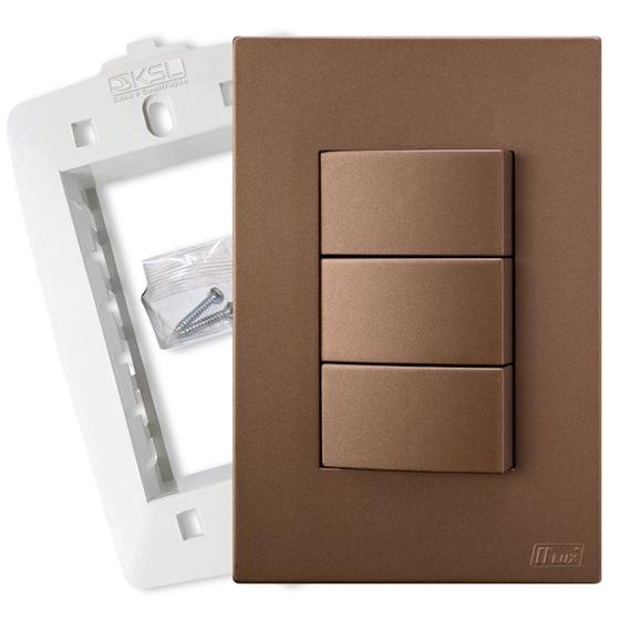 Imagem de Interruptor Triplo 2 Simples e 1 Paralelo Corten Fosca Recta