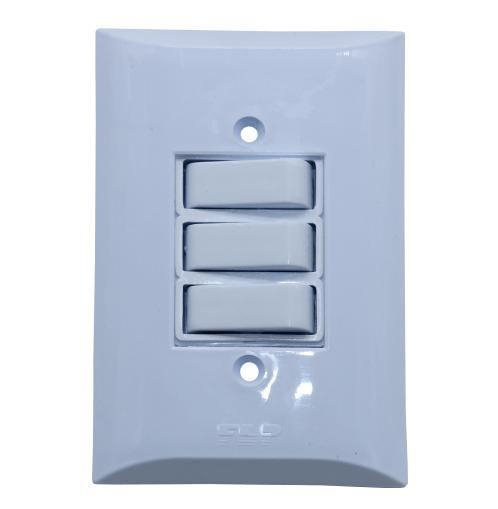 Imagem de Interruptor Triplo Simples 10a De Parede Flp Paris 1420031