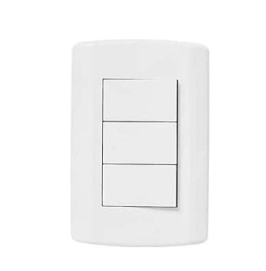 Imagem de Interruptor Triplo Simples Pluzie 10A Branco 4x2 - Linha Modular