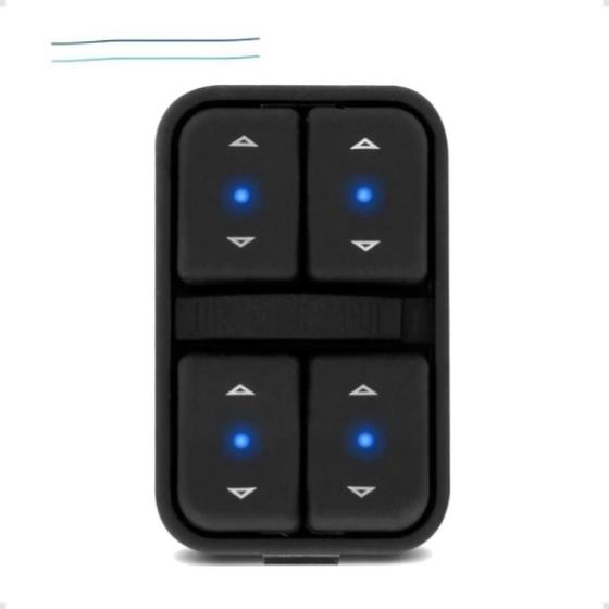 Imagem de Interruptor Vidro Elétrico Agile Celta Quadruplo Led Azul
