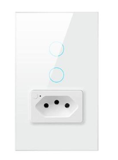 Imagem de Interruptor Wifi Inteligente 2 Botões C/ Tomada Smart - Nova Digital