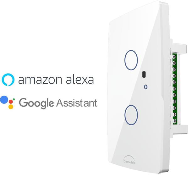 Imagem de Interruptor WiFi Touch Inteligente 2 Botões Alexa Branco