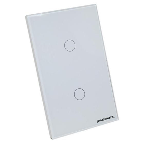 Imagem de Interruptor Wifi Touch Led 2 Botões Rf Nova Digital - Branco