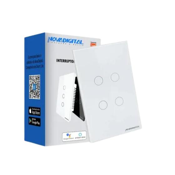 Interruptor Wifi Touch Led 4 Botões Smart Google Alexa 4x2 Menor preço em Interruptor Wifi Touch Led 4 Botões Smart Google Alexa 4x2