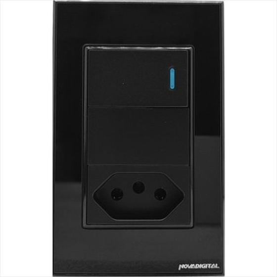 Imagem de Interruptor Zigbee 1 Tecla Física Tomada NovaDigital Preto - Controle Manual, 20A