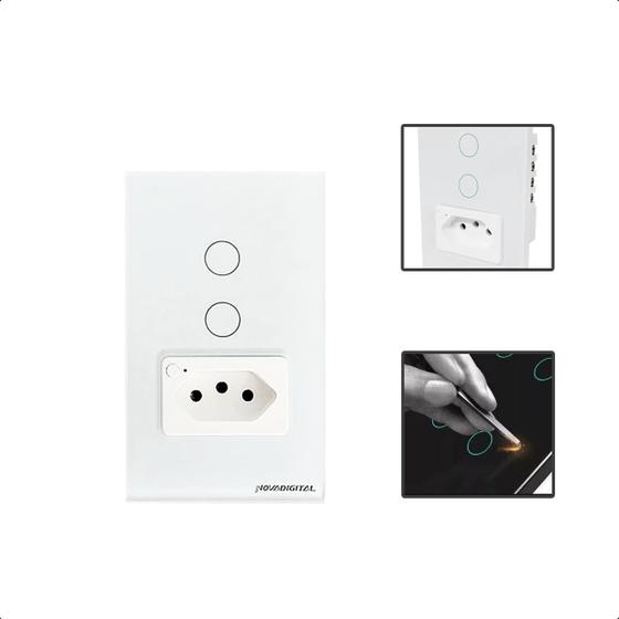 Imagem de Interruptor Zigbee Intelig Touch 2Botões Tomada 4x2