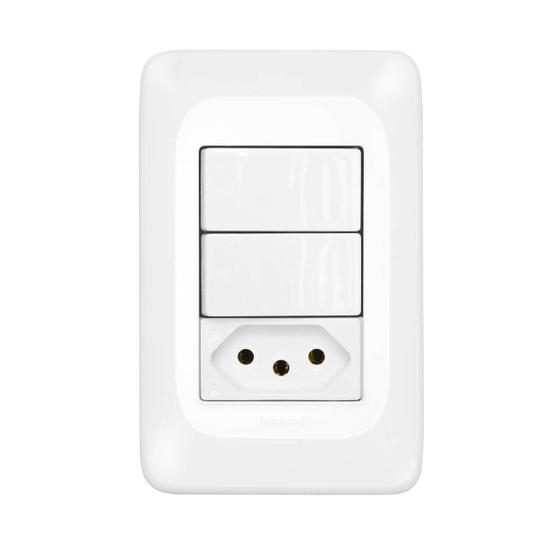 Imagem de INTERRUPTORES DUPLO SIMPLES + 1 TOMADA 2P+T 10A 4X2 PIAL PoP - LGX113 LEGRAND
