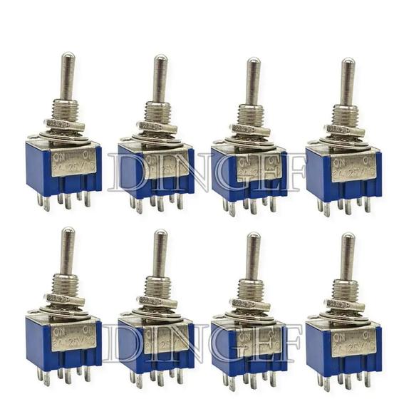 Imagem de Interruptores Miniatura Azuis 5PCS 3-Pinos SPDT ON-ON 6A 125VAC MTS-102 MTS-103 MTS-202 MTS-203 6PIN