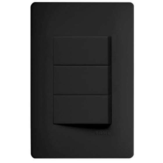 Imagem de Interruptores Simples 3 Preto 16A/250v Com Placa Suporte Fame