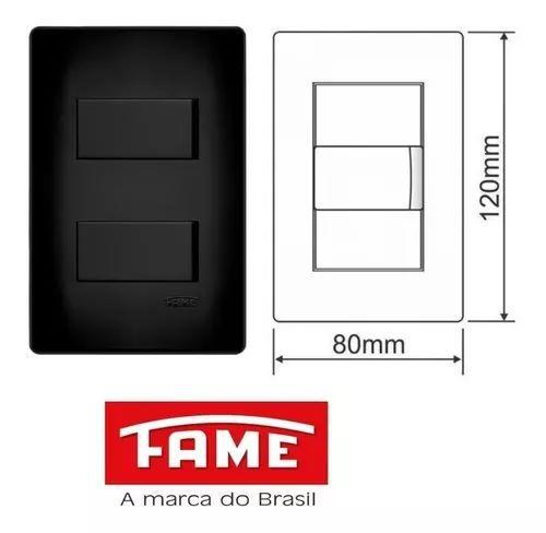 Imagem de Interruptores Simples Duplo  Preto 16A/250v Com Placa Suporte Fame