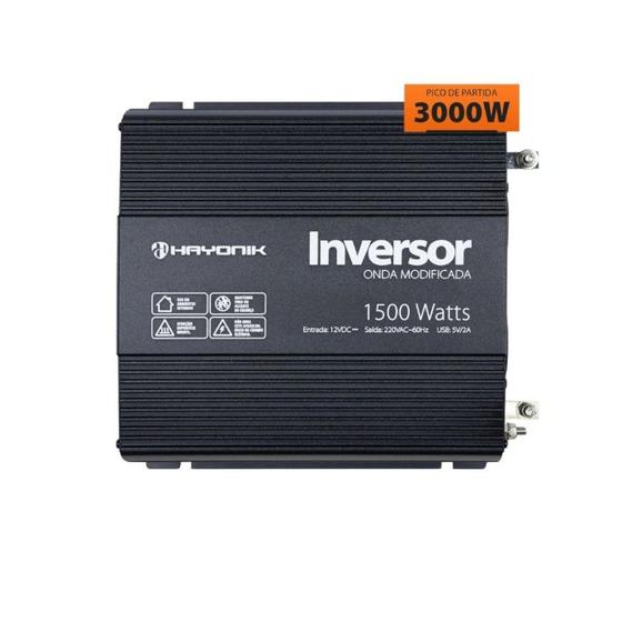 Imagem de Inversor de 1500W 12V/220V Onda Modificada Hayonik - PW-HAY1500