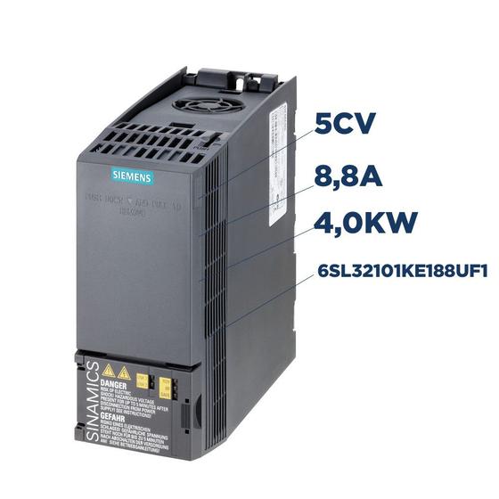 Imagem de Inversor de Frequência Trifásico 380-480v 8,8a 5CV Sinamics G120c 6SL32101KE188UF1 Siemens