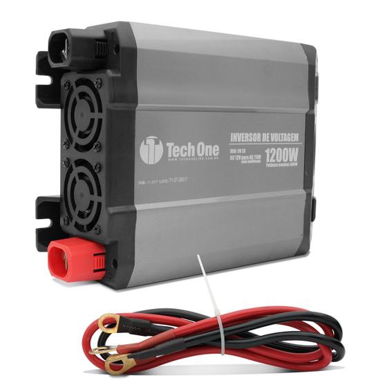 Imagem de Inversor de Voltagem Tech One 1200W 12V para 110V com USB Transformador Conversor de Potência