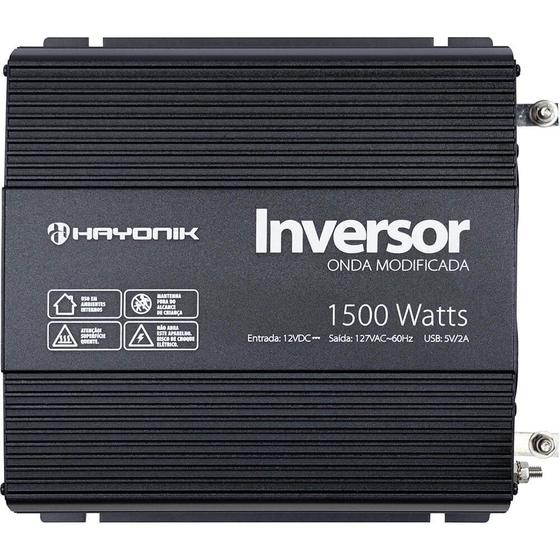 Imagem de Inversor e Conversor de Tensão Onda Modificada Hayonik 12V para 127V 1500W Com Saída USB 67211