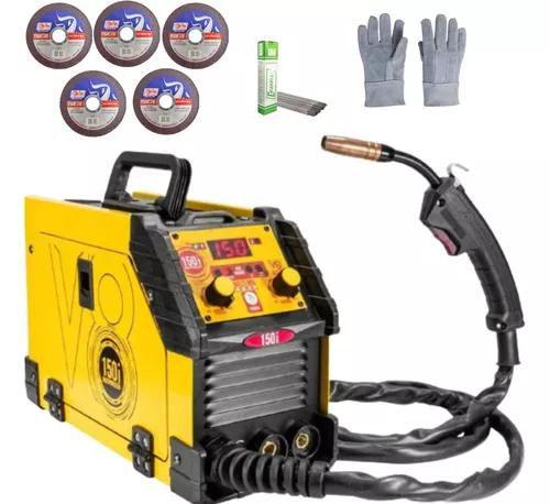 Imagem de Inversora De Solda 150i Mig 150a V8 Com 5 Discos E Proteção