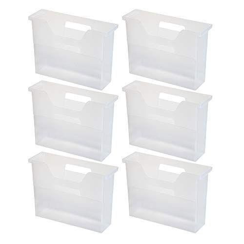 Imagem de IRIS USA OTFB-S Small Portable Desktop File Box, Clear - 6 Pack, Alças laterais, Pastas de arquivos suspensas, Guias e inserções, Tamanho da carta