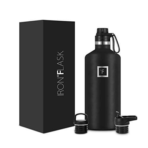 Imagem de IRON FLASK Sports Water Bottle - 64 Oz, 3 Tampas (Tampa de Bico), Prova de Vazamento, Aço Inoxidável Isolado a Vácuo, Frio Quente, Parede Dupla, Caneca Térmica, Cantina metálica padrão