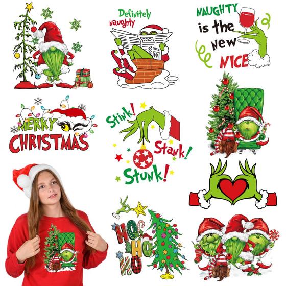 Imagem de Iron On Transfers Heorryn Christmas para camisetas de 9 folhas