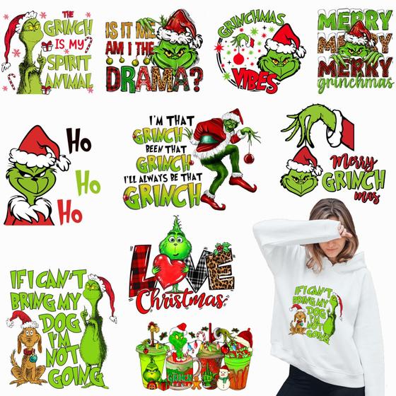 Imagem de Iron on Transfers WEUOPG Grinchs Christmas para camisetas