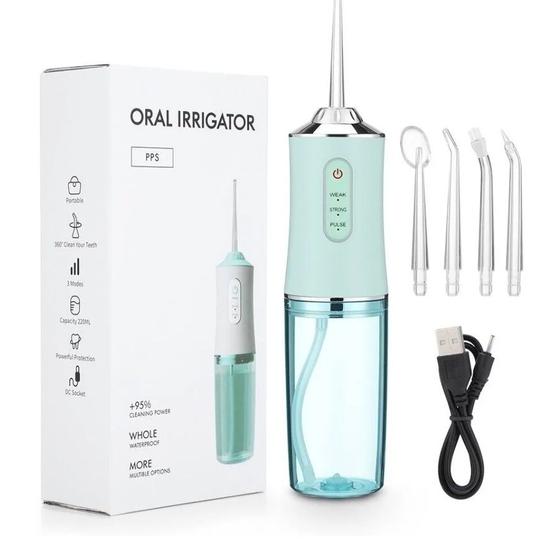 Imagem de Irrigador Dental Oral Portátil Recarregável USB 220ml Limpeza Bocal Jato Forte