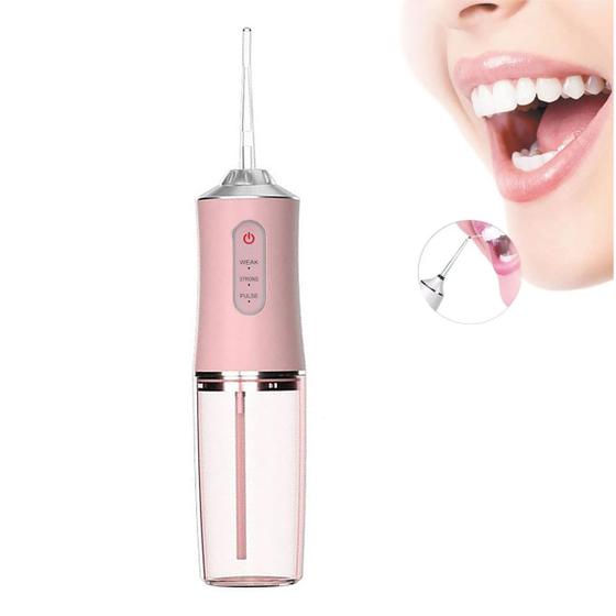 Imagem de Irrigador Jato de Limpeza Dental Oral Higiene Bucal Eletrico Escova Dentes Gengiva Lingua Implante Protese Aparelho Ortodontico