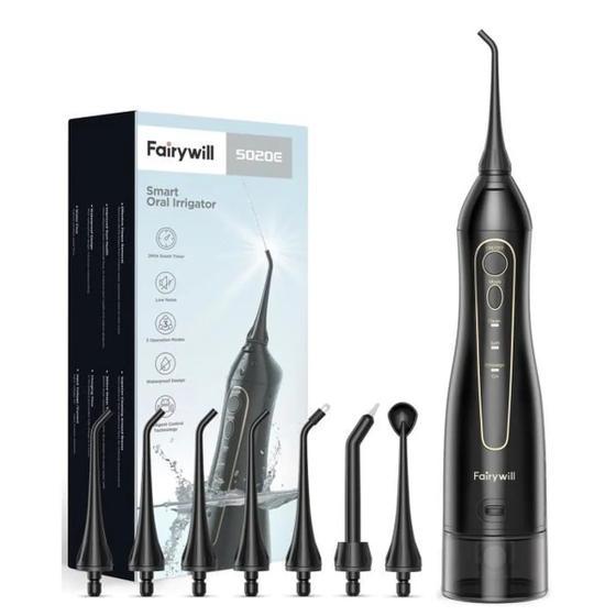 Imagem de Irrigador Oral Dental 300ml Kit 7 Bicos Para Higiene Bucal Ortodôntica, Remoção De Placa, Limpeza De Língua