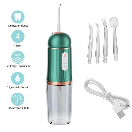 Irrigador Oral Elétrico Portatil Jato Água Limpador Dentário Bucal Verde A9 Menor preço em Irrigador Oral Elétrico Portatil Jato Água Limpador Dentário Bucal Verde A9
