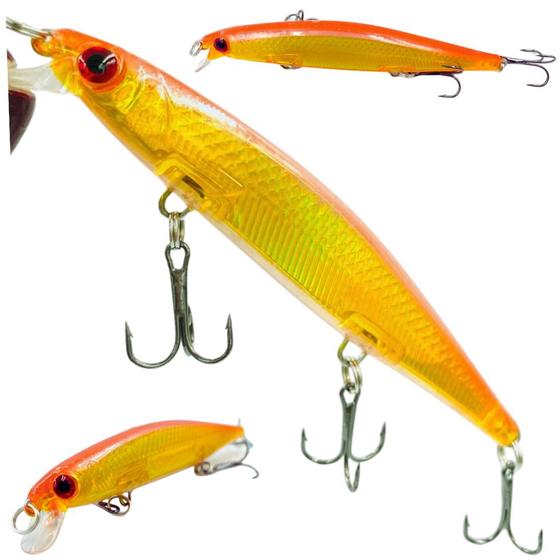 Imagem de Isca Artificial 3 Garatéias 11cm 13gr Tucunaré Robalo Dourado cor Laranja