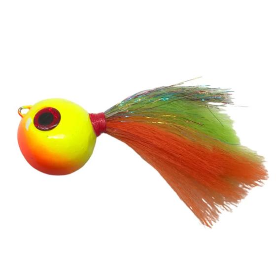 Imagem de Isca Artificial Jig Bola 270g Para Pesca De Olhetes Olhos de Boi Anchovas Chernes Cor Limão Laranja