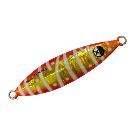 Imagem de Isca Artificial Pesca Jignesis VFOX Candy 80g 9cm Jumping Jig Cor 05 Laranja P/ Robalo Olho de Boi