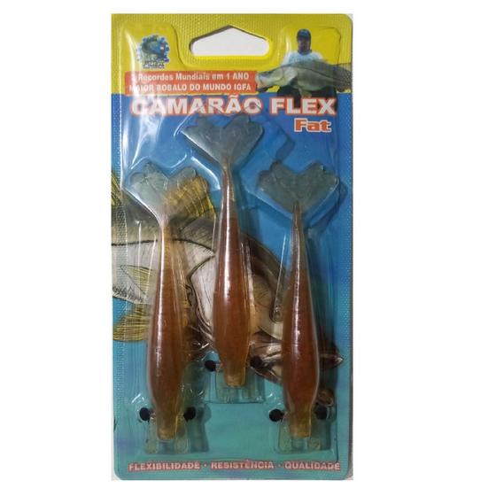 Imagem de Isca Camarão Artificial Flex de 10cm - embalagem c/ 3 iscas