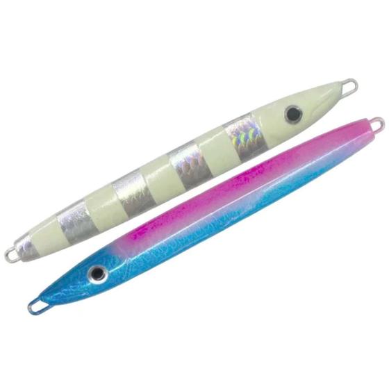 Imagem de Isca De Pesca Pescaria Artificial NS Jumping Jig Hybrid 60g 12,5cm Cor Cofrinho Listrado Hot Glow