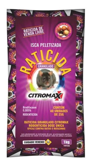 Isca Granulado Para Ratos Rosinha 40 Pcts De 25g (total 1kg) - Citromax Menor preço em Isca Granulado Para Ratos Rosinha 40 Pcts De 25g (total 1kg) - Citromax