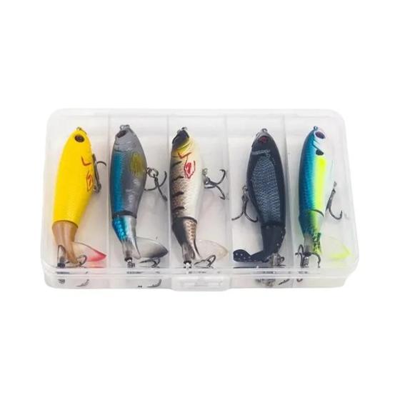 Imagem de Iscas de Pesca Whopper Plopper 17g - 5 Peças com Cauda Rotativa